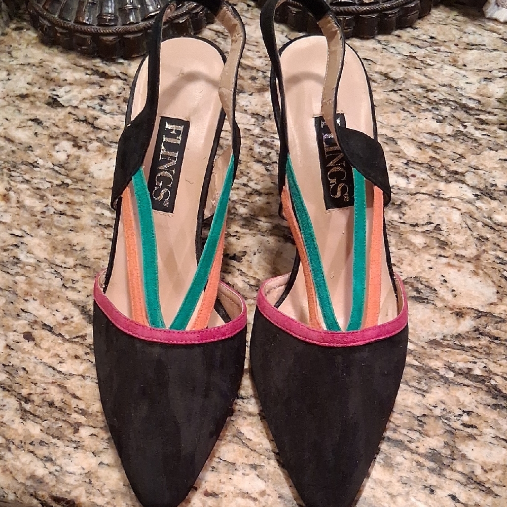 Black and Pink Women's FLINGS Slingback Shoes